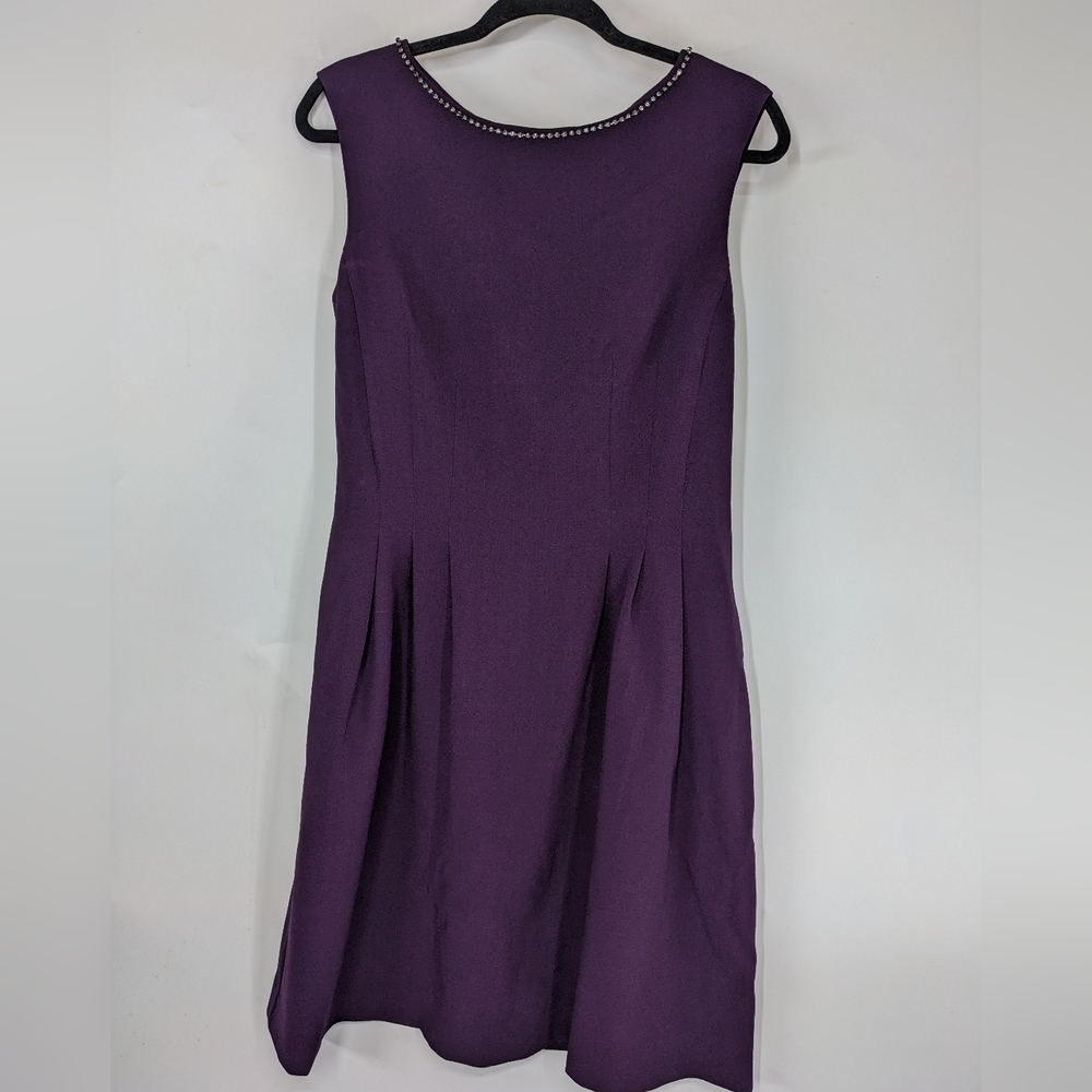VINCE CAMUTO Rhinestone Embellished Neckline Sleeveless A-line Fit Flare Dress